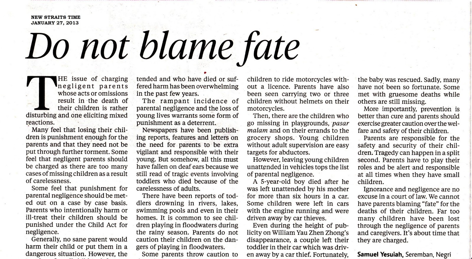 Writing a letter to the newspaper editor?